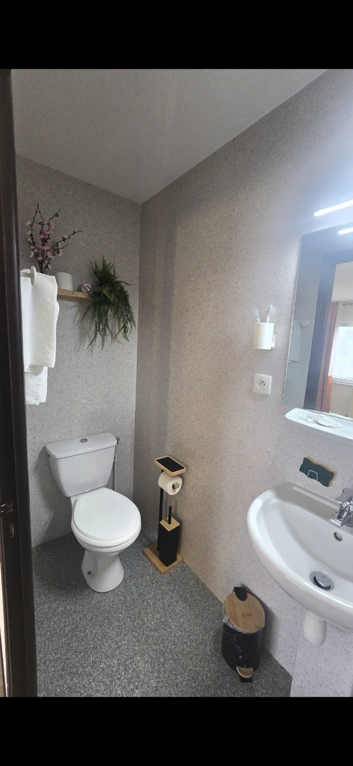 WC et meuble vasque dans la salle de bain privative de la Chambre 4